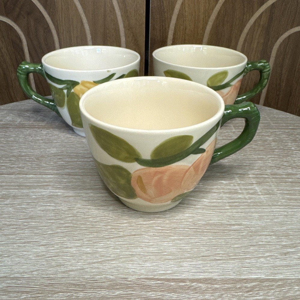 Franciscan Fresh Fruit Pattern Coffee Tea Cups Lot of 3 England Vintage